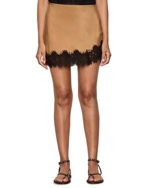 Sanctuary Everyday Satin Lace Miniskirt - Black