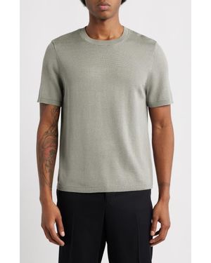 Open Edit Short Sleeve Crewneck Sweater - Gray