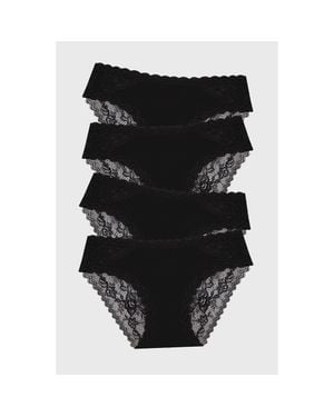 Stripe & Stare Eco Lace Original Knicker Four Pack - Black