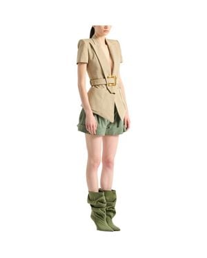 Balmain Belted Gabardine Anthem Jacket - Yellow