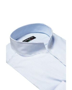 MASUTTO Dadon Stand Collar Button-Up Long Sleeve Shirt - Blue