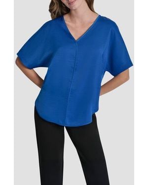 DKNY Short Sleeve Woven Top - Blue