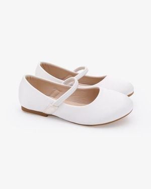 Kailee P Freeman Satin Mary Jane Flats - White