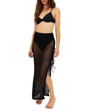 Beach Riot Deborah Sheer Open Stitch Cover-Up Skirt - Black