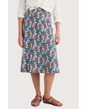 Seasalt Cornwall Rose Floral A-Line Skirt - Blue