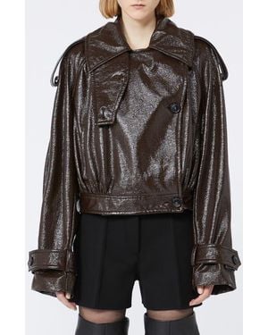Sportmax Glossy Faux Leather Bomber Jacket - Black