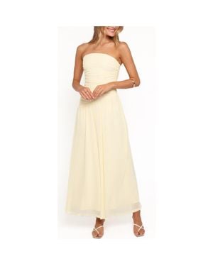 Petal & Pup Calypso Ruched Strapless Maxi Dress - Natural