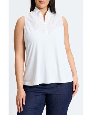 Foxcroft Tammy Ruffle Sleeveless Top - White