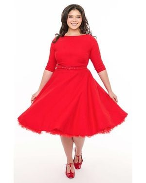 Unique Vintage Plus Size Devon Swing Dress - Red