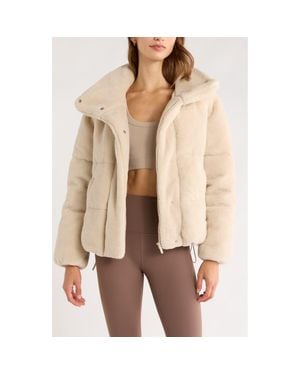 Zella Faux Shearling Puffer Jacket - Natural