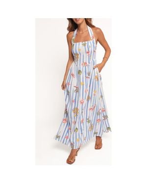 Petal & Pup Kiera Print Halter Maxi Dress - Blue