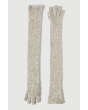Brunello Cucinelli Lace Flowers Knit Long Gloves - White