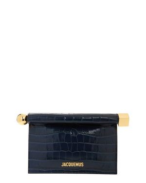 Jacquemus La Pochette Rond Carré Croc Embossed Leather Clutch - Blue