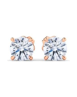 HauteCarat Round Brilliant Cut Lab Created Diamond Stud Earrings - Blue