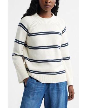 Caslon Bell Sleeve Mock Neck Merino Wool & Cotton Sweater - Gray