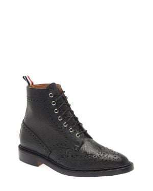Thom Browne Classic Wingtip Lace-Up Boot - Black