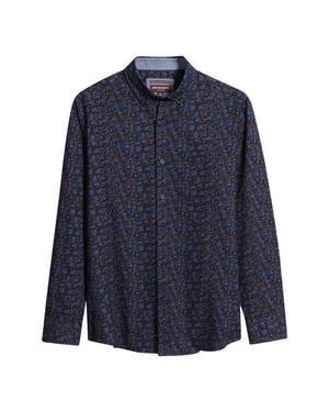 Johnston & Murphy Lane Print Cotton Button-Up Shirt - Blue
