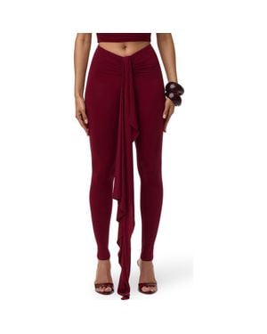 Naked Wardrobe Drape Front Leggings - Red