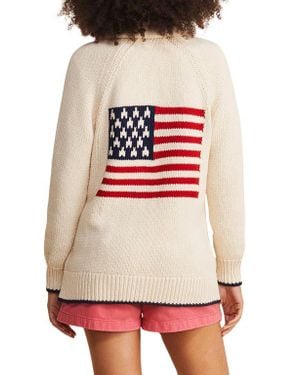 Vineyard Vines Flag Intarsia Shawl Collar Merino Wool & Cotton Cardigan - Multicolor