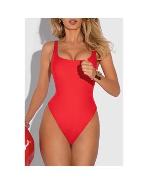 TA3 Mega Sculpting Scoop Neck High Cut One Piece Swimsuit - Red