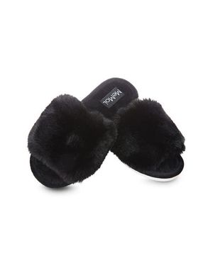 Memoi The Bette Plush Faux Fur Slipper - Black