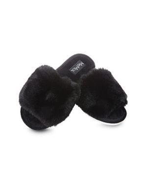 Memoi The Bette Plush Faux Fur Slipper - Black