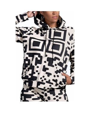 DAI MODA Qr Code Print Modal Blend Hoodie - Black