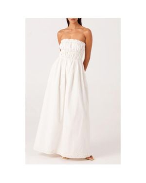 SNDY'S Ines Strapless Linen & Cotton Maxi Dress - White