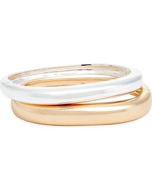 Open Edit Set Of 2 Rounded Square Bangles - White