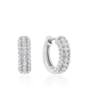 Crislu Three Row Cubic Zirconia Huggie Hoop Earrings - Multicolor