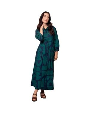 Celtic & Co. Pleat Detail Shirt Dress - Green