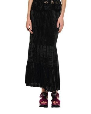 Anna Sui Plisse Tiered Maxi Skirt - Black