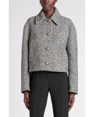 Valentino Garavani Chevron Virgin Wool Blend Jacket - Gray