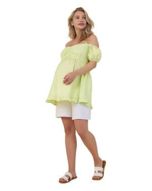 売れ筋商品|||マザーフッドマタニティ カットソー トップス レディース Maternity Off the Shoulder Short Sleeve Babydoll Top - Motherhood Winter white Motherhood Maternity Off The Shoulder Short Sleeve Babydoll