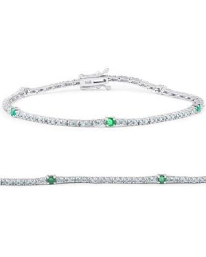 Bliss Diamond 1 1/10 Ct Diamond & Emerald Tennis Bracelet 14K 7 Lab Grown - White