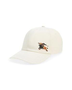 Burberry Knight Tropical Cotton Gabardine Baseball Cap - White