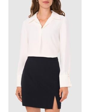 Halogen® Split Cuff Button-Up Top - White