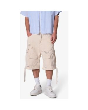 MNML Distressed Baggy Cargo Shorts - White
