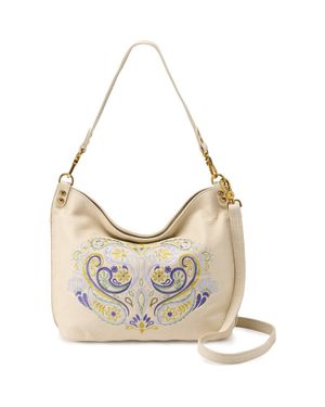 Hobo International Pier Paisley Embroidery Leather Shoulder Bag - Gray
