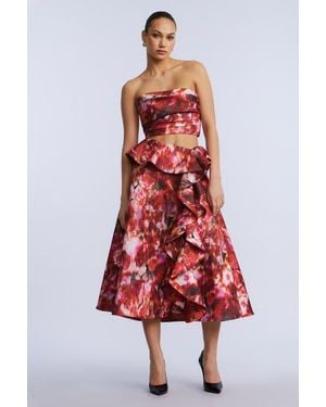 BCBGMAXAZRIA Pleated Satin Bustier - Red