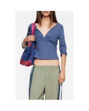 Lioness Canyon V-Neck Cropped Top - Blue