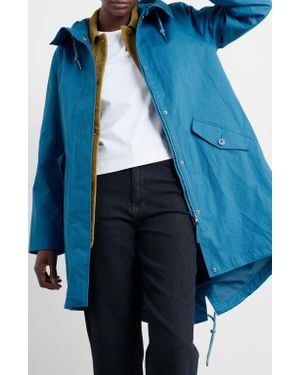 Seasalt Cornwall Seafaring Waterproof Linen & Cotton Hooded Coat - Blue