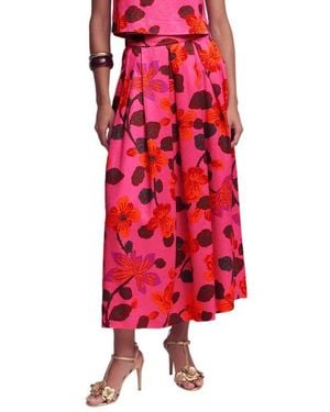 Boden Verity Floral Pleated Faille Maxi Skirt - Red