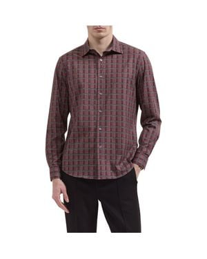 Bugatchi James Ooohcotton Plaid Performance Shirt - Purple