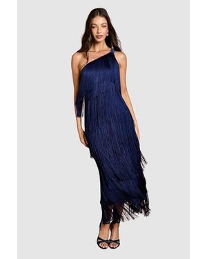 Coast Asymmetric Fringe Maxi Dress - Blue