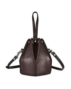 Old Trend Prism Small Convertible Leather Bucket Crossbody - Brown