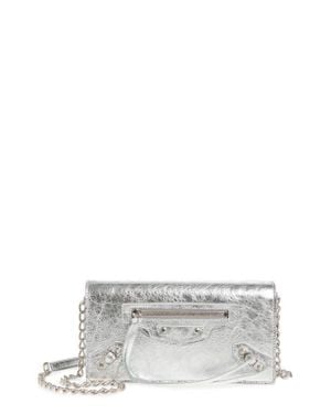 Balenciaga Le City Leather Wallet On A Chain in Gray | Lyst
