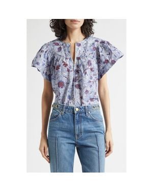 Ulla Johnson Perline Floral Print Silk Top - Blue