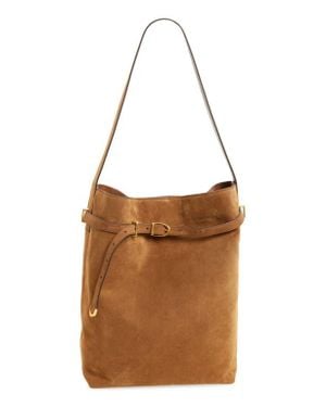 Madewell The Essential Belted Suede Bucket Tote - Brown