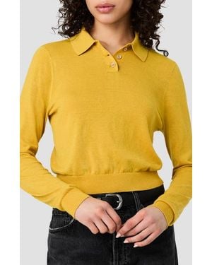 French Connection Nola Long Sleeve Polo - Yellow